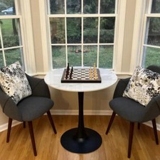 White Round Marble Dining Table Tulip Pedestal Table 4-6 People Livingroom Table