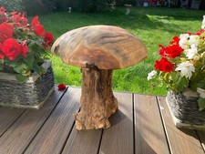 Large Wooden Mushroom Toadstool Sculpture Garden Teak Root Ornament  Carved 45cm
