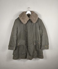 1940s WW2 M1909 Livpäls Swedish Military Sheepskin Parka Field Coat 44 M / L