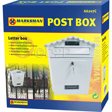 STEEL POST BOX POSTBOX LOCKABLE LETTER MAIL WALL MOUNTED NEW BY HOME DISCOUNT