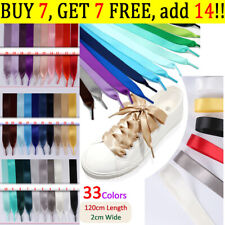 Flat Wide Shoe Laces Satin Silk Ribbon Shoe Boots Strings Wedding Wide Shoelaces