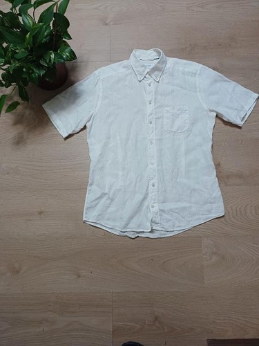 Men eton shirt white linen - shirt,