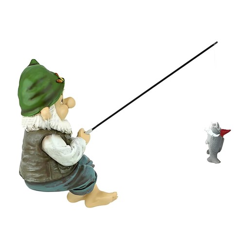 Garden gnome fishing - garden, sitting