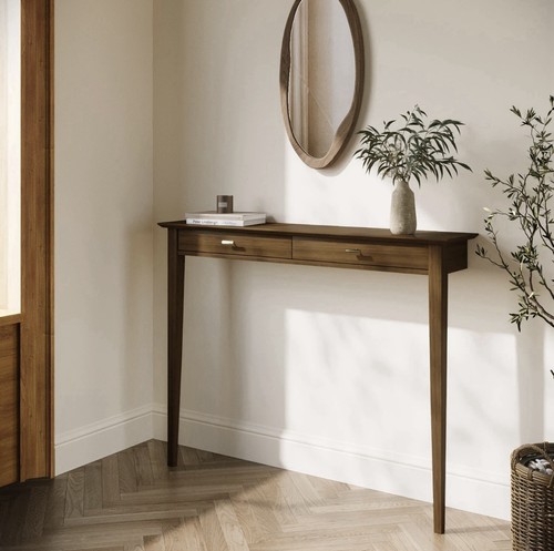 Small narrow walnut console - narrow,