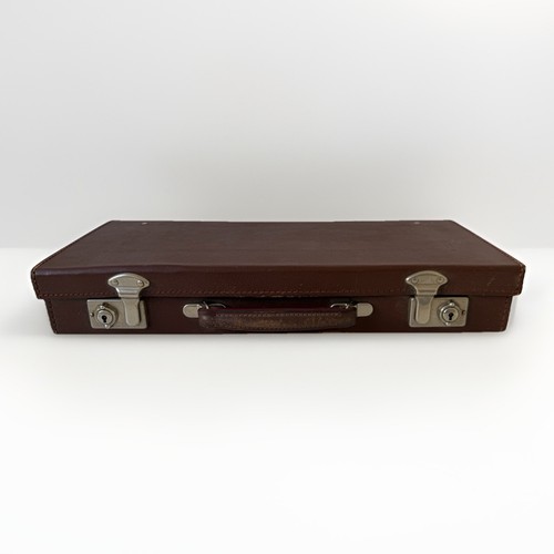 Vintage brown leather attache - brown,