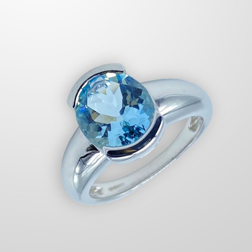 White gold ring aquamarine - ring,