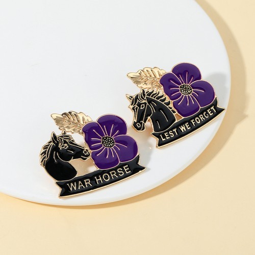 War horse purple poppy badge - horse,