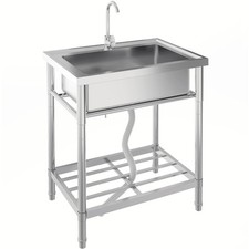 28 Inch Stainless Steel Utility Sink Commercial Free Standing Sink with Faucet