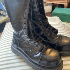 UK6 Grinders ‘Herald’ 14 hole Black leather Steel toe Ranger boots Skinhead