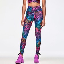 Zumba Libre High Waisted Ankle Leggings with Lace Up Details ~ XS  S  M  L  XL