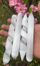 Selenite Crystal Healing Wands – Spiral, Round & Flat Ends | £7.50 UK Fast Post✔