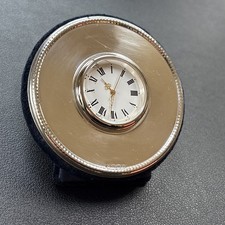 Vintage Sterling Silver 925 Round Desk / Mantle clock. Hallmarked 