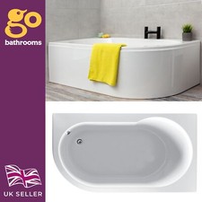 Diva Super Strong Acrylic Corner Shower Bath White Gloss Soak Bath Tub 1550mm