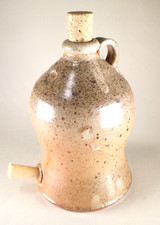 Stoneware Cider Flagon Bottom Spigot Tap Bottle Art Pottery 5.5" Speckled