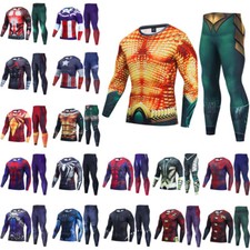 Men's T-shirts Long Sleeve Set Compression 3D Printed Marvel Superhero Gym Tops
