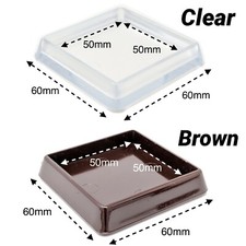 Furniture Leg Cups - Square Carpet Protector - Clear/Brown - Made in Germany