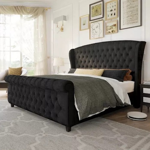 Luxury wingback sleigh bed - luxury,
