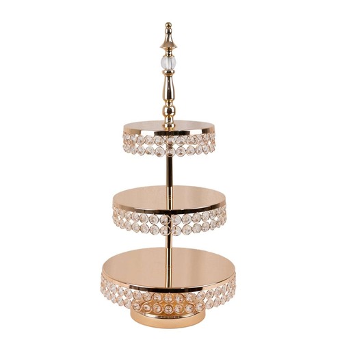 Tier gold crystal - 3-tier, beaded