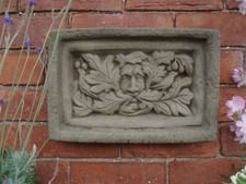 STONE GARDEN GREEN MAN FACE BRICK WALL PLAQUE ORNAMENT