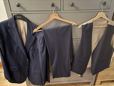 Moss Bros Men's Navy Blue 3-Piece Suit