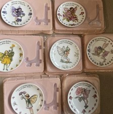 The Flower Fairies 2007 Cicely Mary Barker Set 7 Plates + Stands 12cm DAISY ROSE