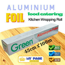 Green Aluminium Foil Roll 45cm x 100m – Food Catering Strong Wrapping Roll