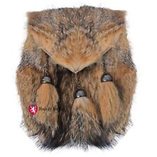 Men's Kilt Sporrans Semi Dress Brown Fur Scottish Leather Sporrans Chain Belt