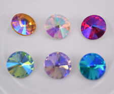 100 pcs Crystal Rhinestone Faceted Glass Color AB Round Jewels Button beads