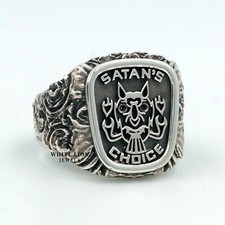 Satan's Choice 925 Solid Sterling Silver Men's Biker Motorcycle Club Ring