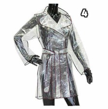 Raincoat Woman Transparent Fashion Small Festival PVC Coat Jacket Purple Trim