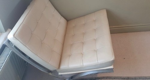 Barcelona cream leather chair - leather,