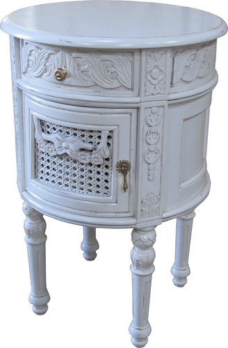 Bedside table round rattan - bedside,