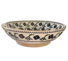 Vintage NICHOLAS MOSSE Pottery Salad Serving Bowl Rare "Pansy" Pattern 10.75”