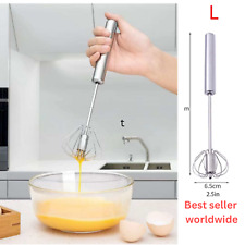 Eggs Whisk Egg Beater, Semi-Auto Stainless Steel Hand Push Rotary Whisk Blender