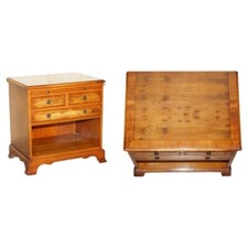 VINTAGE BURR YEW WOOD BEDSIDE