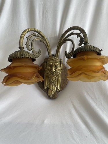 Antique brass wall light - brass, art