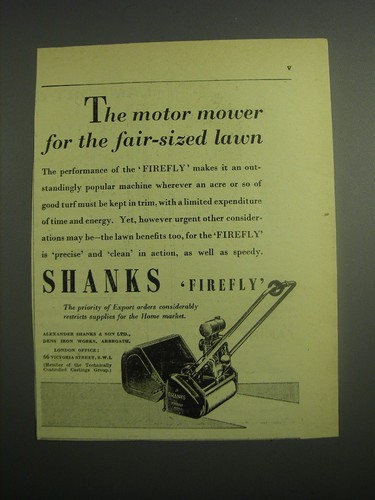 1948 shanks firefly mower - firefly,