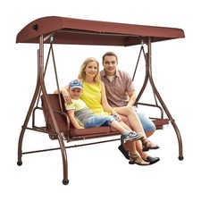 3 SEATER SWING CHAIR SEAT SWINGING METAL TERRACE CANOPY BENCH GARDEN