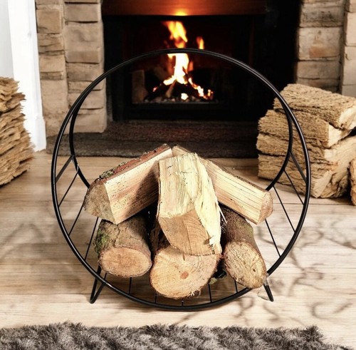 Black metal circular log - black,