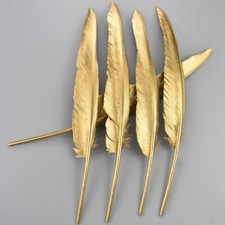 Large Gold Goose Feathers 25-30cm Arts Crafts Hat Costume Wedding Cake UK