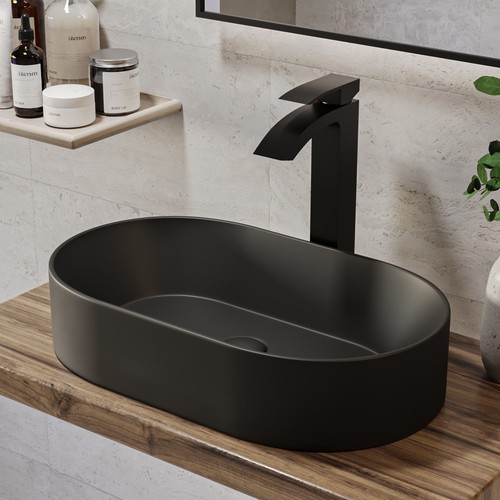 Matt black oval - black,