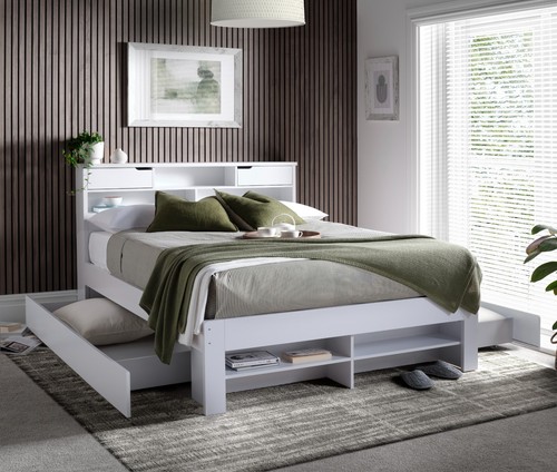 Fabulous wooden bed white - wooden,