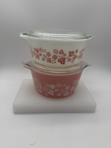 Vintage pyrex 473 pink white - pyrex,