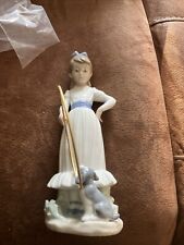 NAO by LLADRO Porcelain Figurine Girl with Hoop ' My Dog Does Tricks ' '92