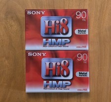 2xSONY HMP 90 Minutes Video Hi8 Camcorder Cassette Tape PAL Metal Particle - NEW