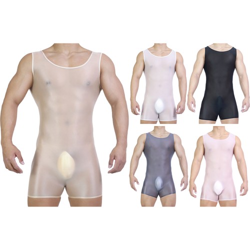 Men sheer tank tights bodysuit - men,