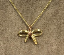 Clogau 9ct Yellow & Rose Gold Tree of Life Bow Stud Pendant (22") Rare 375