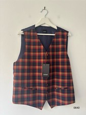 Dobell Red, Gold & Navy Tartan Waistcoat – Size 40R / EU 50 BNWT