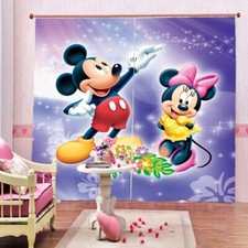 Mickey Mouse Writhing 3D Curtain Blockout Photo Printing Curtains Drape Fabric