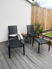 Brooke 5 piece black garden bistro set with foot stools